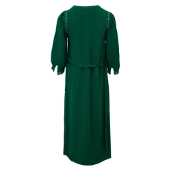 Sale Robe longue à boutons col V manches avec dentelle rouba Femme Femme Jupe, Robe