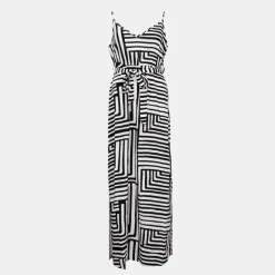 Sale Robe longue à motif graphique joy col V droite Femme Femme Jupe, Robe