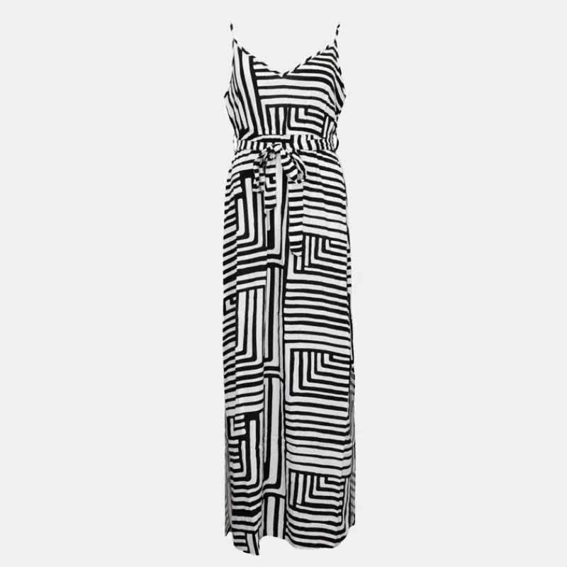 Sale Robe longue à motif graphique joy col V droite Femme Femme Jupe, Robe