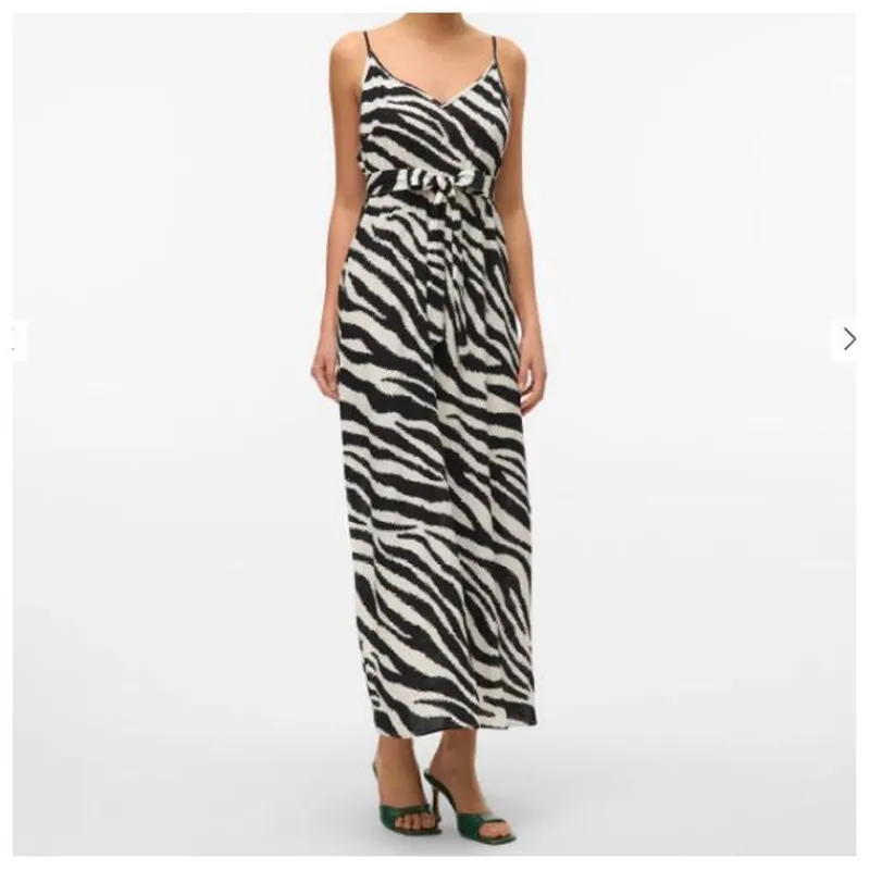 New Robe longue avec bretelles imprimé zèbre col V Femme Femme Jupe, Robe