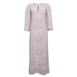 Clearance Robe longue caftan vana avec broderie blanche Femme Femme Jupe, Robe