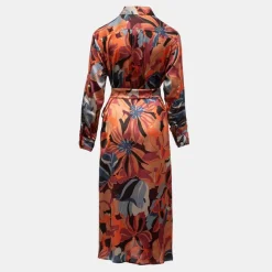 Sale Robe longue chemise à motif avec ceinture Femme Femme Jupe, Robe