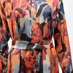 Sale Robe longue chemise à motif avec ceinture Femme Femme Jupe, Robe