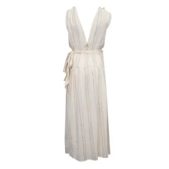 Sale Robe longue coton portefeuille liseré brillant Femme Femme Jupe, Robe