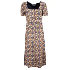 Sale Robe longue imprimée fleurs à boutons Femme Femme Jupe, Robe