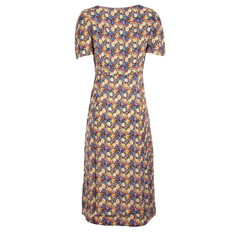 Sale Robe longue imprimée fleurs à boutons Femme Femme Jupe, Robe