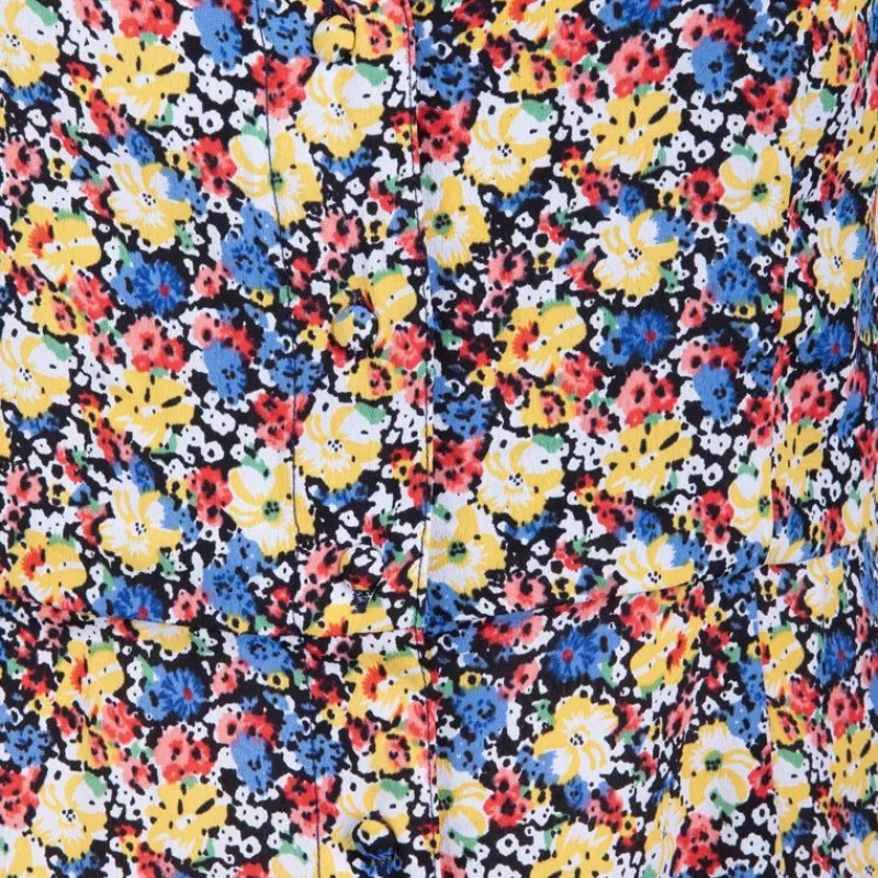 Sale Robe longue imprimée fleurs à boutons Femme Femme Jupe, Robe