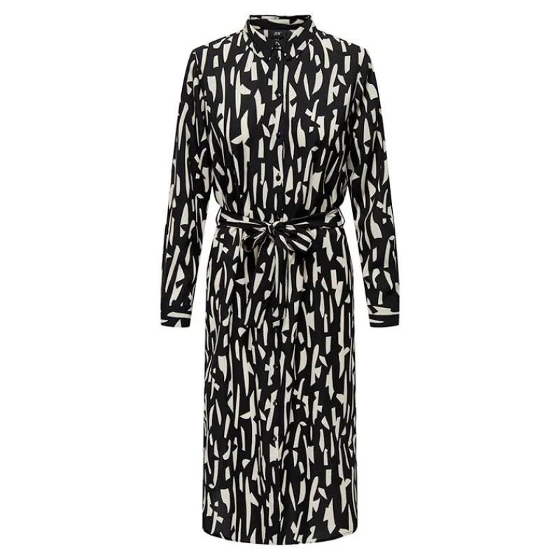 Best Robe longue manches longues Divya col chemise regular fit black sandshell Femme Femme Jupe, Robe