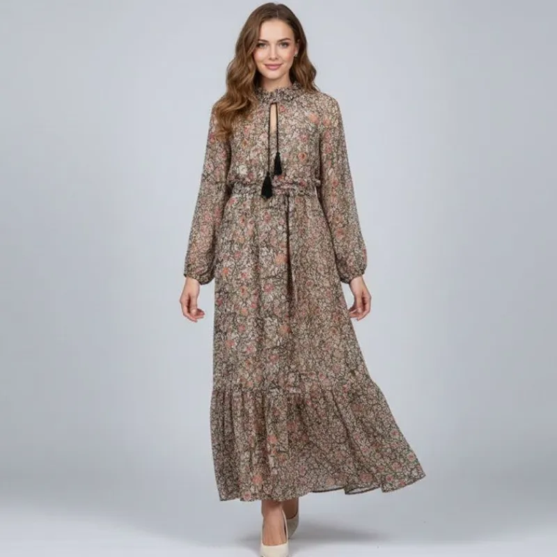 Clearance Robe longue multicolor fleurie bohème Femme Femme Jupe, Robe