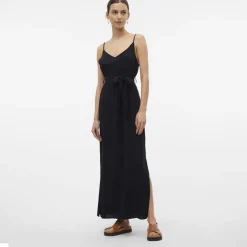 Robe longue e ceinturée avec fentes Femme Femme Jupe, Robe