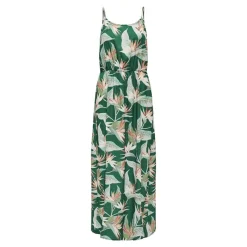 Robe longue sans manche col rond motif fleurs tropicales Femme Femme Jupe, Robe