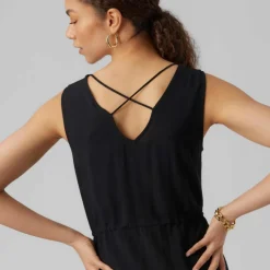 Clearance Robe longue sans manches uni fendue col v cordon Femme Femme Jupe, Robe