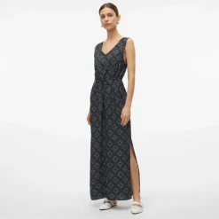 Outlet Robe longue sans manches avec fente latérale ajustée à la taille Femme Femme Jupe, Robe