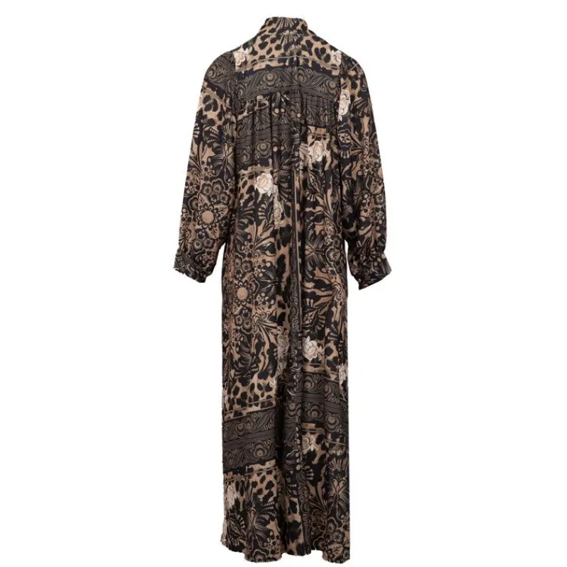 Clearance Robe lya manches longues imprimé léopard et fleurs Femme Femme Jupe, Robe