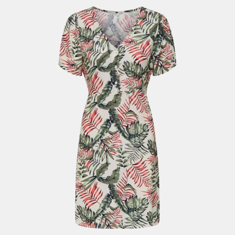 Clearance Robe manches courtes selina col v imprimé plantes Femme Femme Jupe, Robe