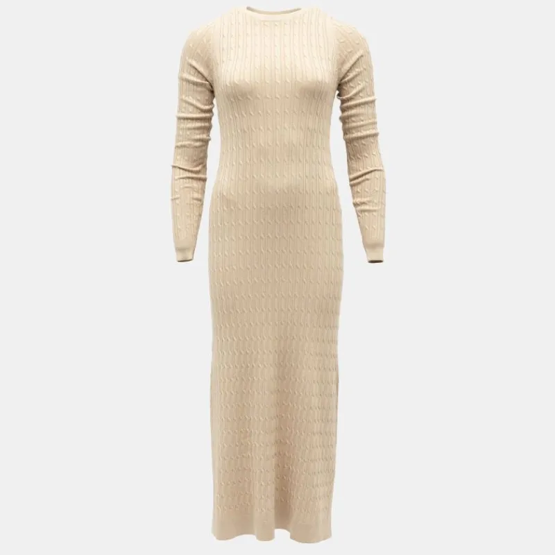 Sale Robe maxi maille torsadée col rond Femme Femme Jupe, Robe