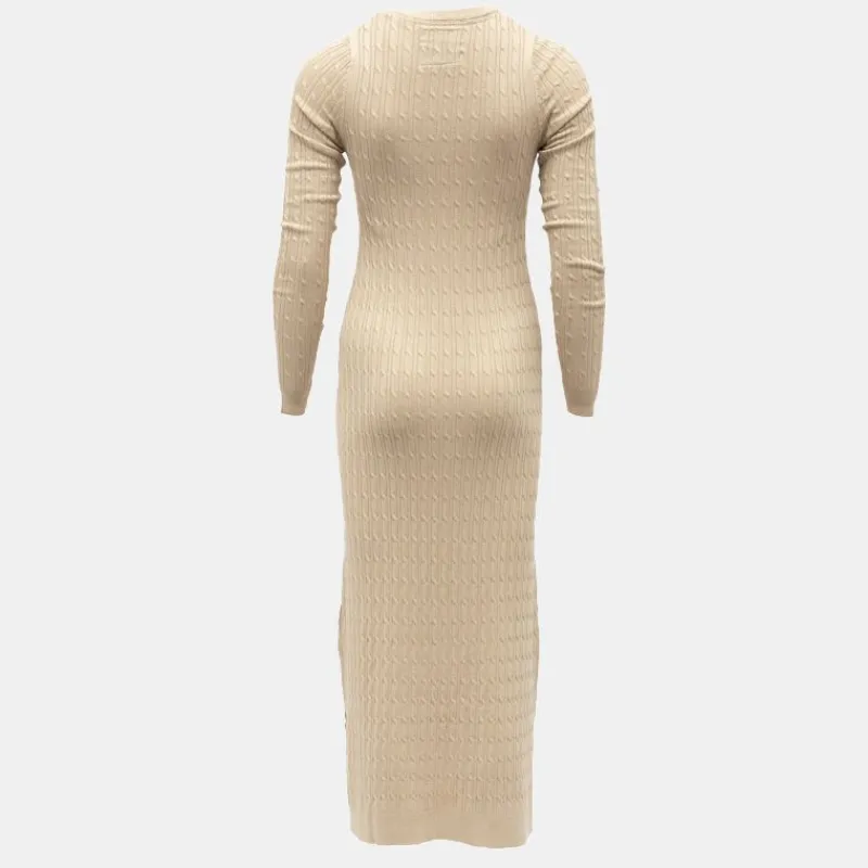 Sale Robe maxi maille torsadée col rond Femme Femme Jupe, Robe