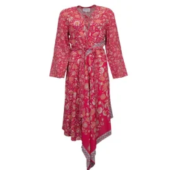 Clearance Robe mi longue asymétrique dandy imprimé fleuri fuschia Femme Femme Jupe, Robe