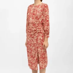 Outlet Robe mi longue motif cachemire rokia avec fente Femme Femme Jupe, Robe