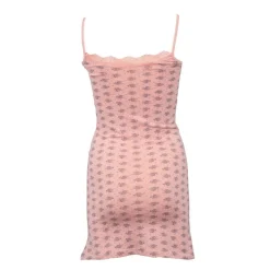 Hot Robe nuisette coton saumon avec col à dentelle Femme Femme Lingerie De Nuit