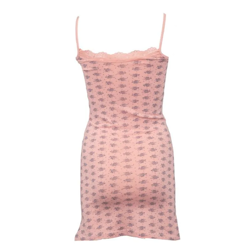 Hot Robe nuisette coton saumon avec col à dentelle Femme Femme Lingerie De Nuit