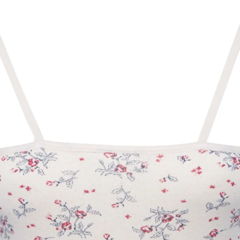 Clearance Robe nuisette en coton bretelles délicates avec fleurs Femme Femme Lingerie De Nuit