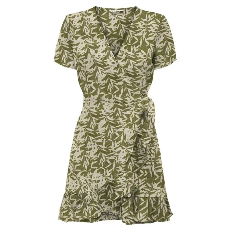 Online Robe portefeuille à volants imprimé tropical Femme Femme Jupe, Robe