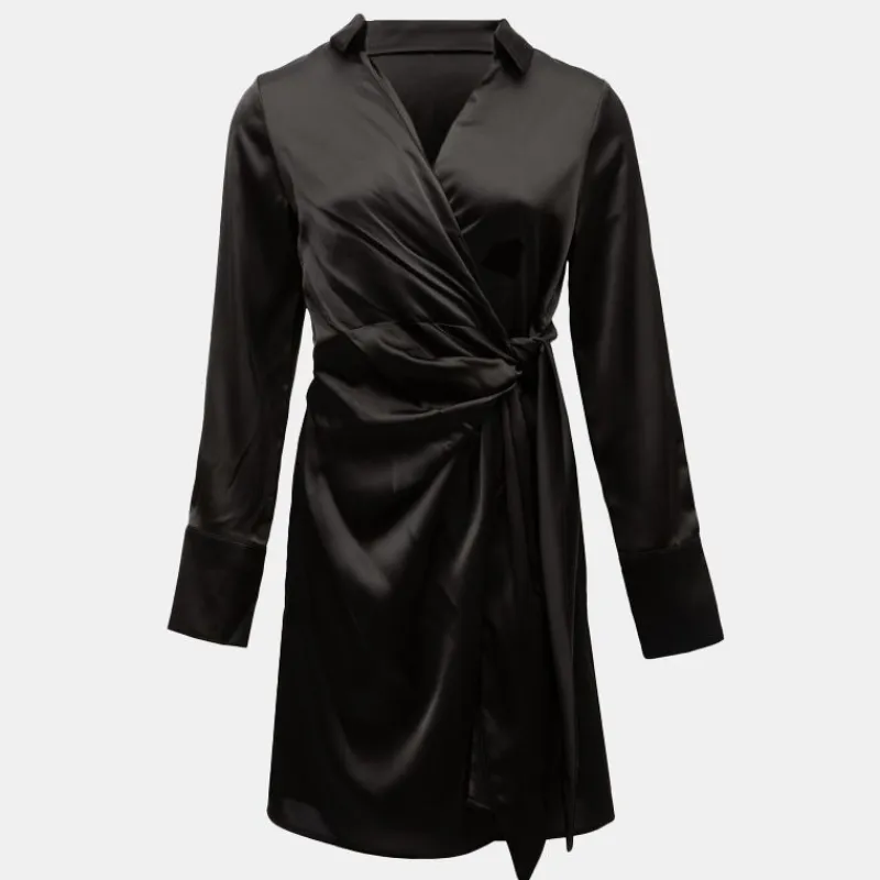 Discount Robe portefeuille effet satiné umbelli black Femme Femme Jupe, Robe