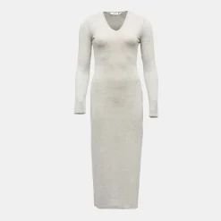 Sale Robe pull cintrée col v grigio melangé Femme Femme Jupe, Robe