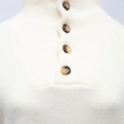 Hot Robe pull hania crème col montant à bouton Femme Femme Jupe, Robe