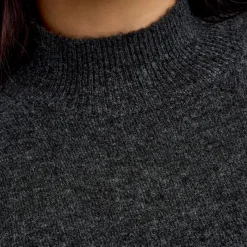 Hot Robe pull longue en maille col montant manches ballons Femme Femme Jupe, Robe