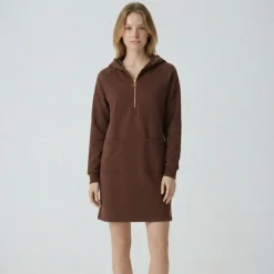 Outlet Robe sweat à capuche zippée avec ilitilaes brodées Femme Femme Jupe, Robe
