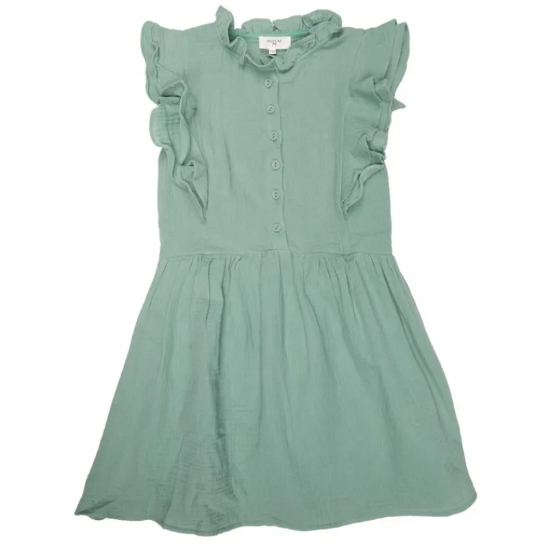 Online Robe menthe volants et boutons devant Enfant Enfant Jupe, Robe
