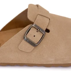 Discount Sabots en cuir lisse daim à boucle Femme Femme Tongs, Mules