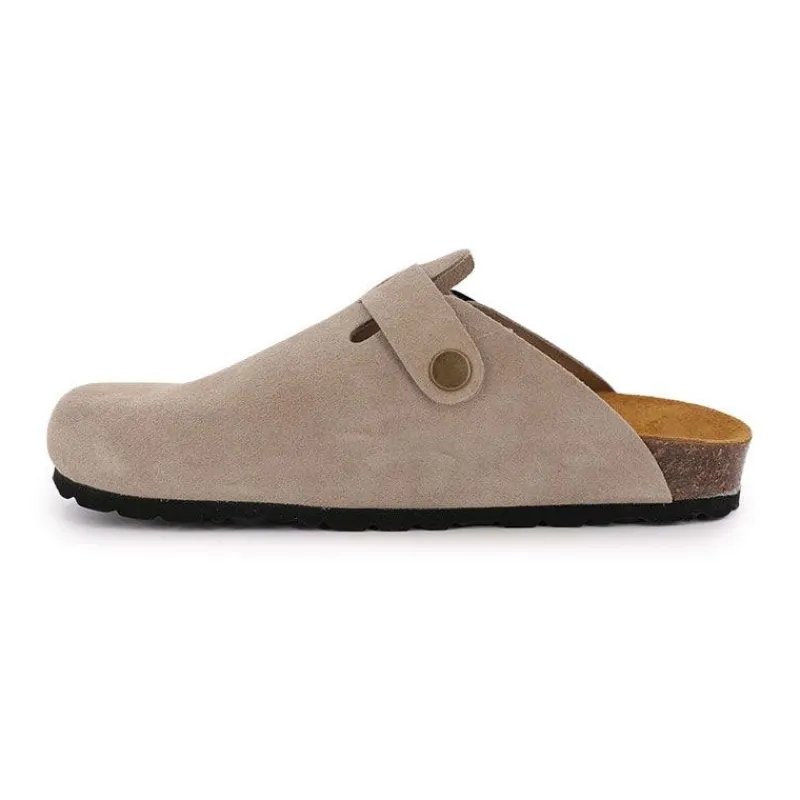 Hot Sabots en cuir lisse daim à boucle Femme Femme Tongs, Mules