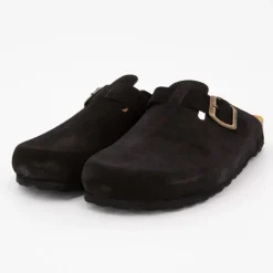 Discount Sabots en cuir lisse daim à boucle Femme Femme Tongs, Mules