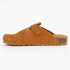 Sabots en cuir lisse daim à boucle Femme Femme Tongs, Mules