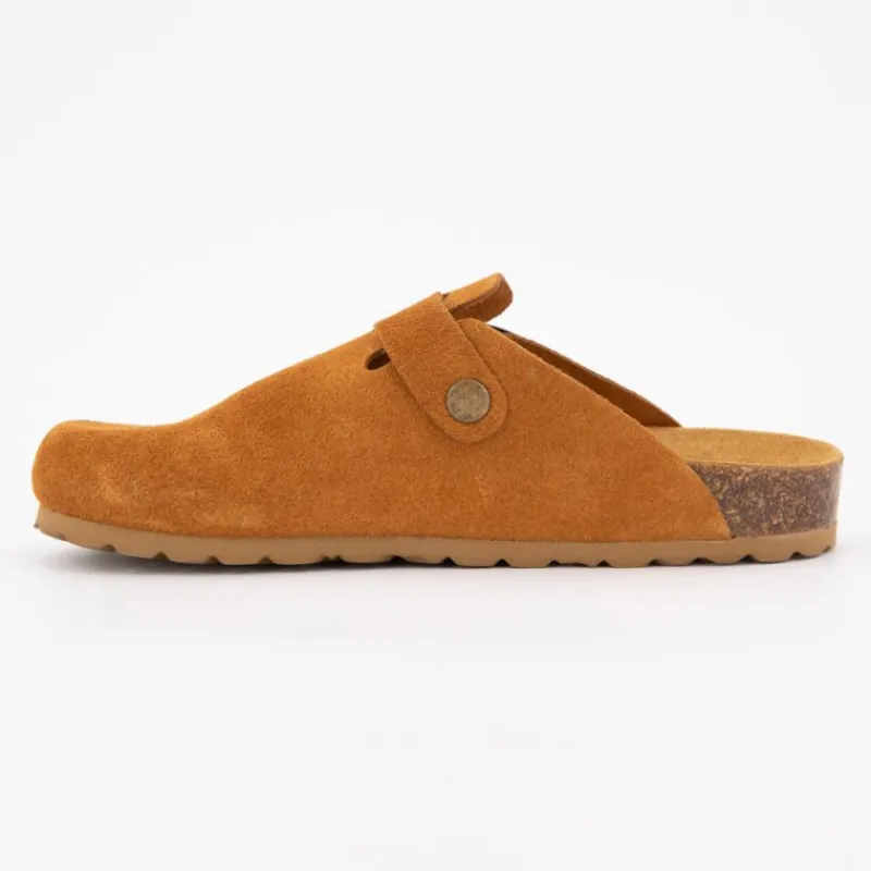 Sabots en cuir lisse daim à boucle Femme Femme Tongs, Mules