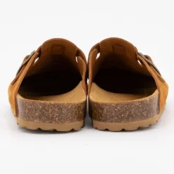 Sabots en cuir lisse daim à boucle Femme Femme Tongs, Mules