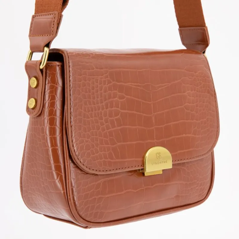 New Sac bandouliere Romy motif croco à clip doré 22x18x8cm Femme Femme Sac