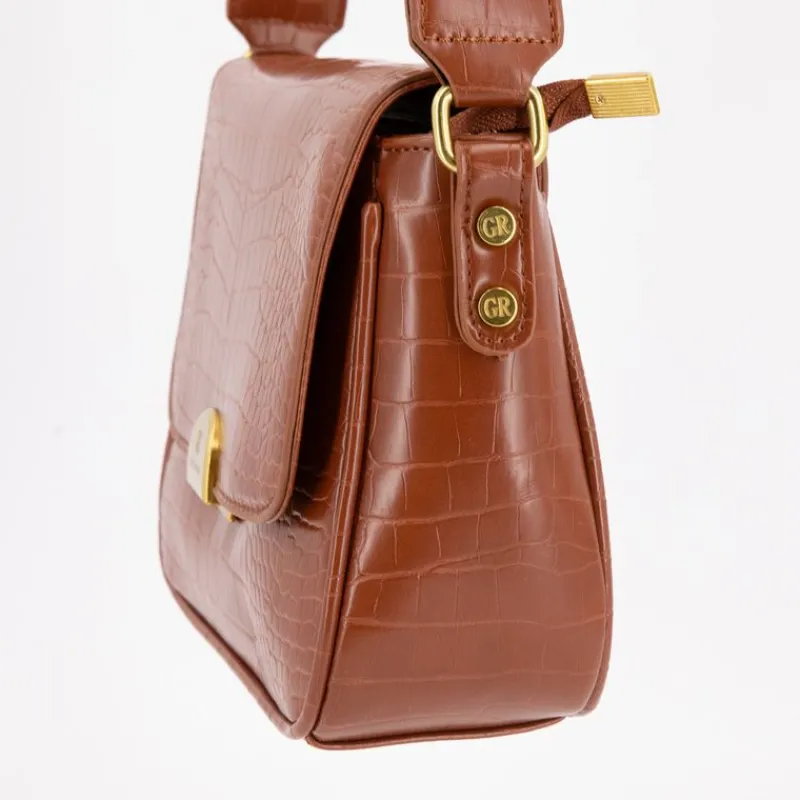 New Sac bandouliere Romy motif croco à clip doré 22x18x8cm Femme Femme Sac