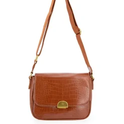 New Sac bandouliere Romy motif croco à clip doré 22x18x8cm Femme Femme Sac