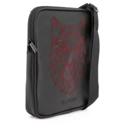 Outlet Sacoche similicuir texturé avec broderie rouge loup safiano 22x25x2cm Homme Homme Sac, Petite Maroquinerie