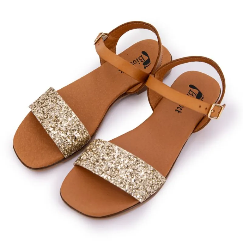 Sale Sandale plate bride à paillettes Femme Femme Sandales