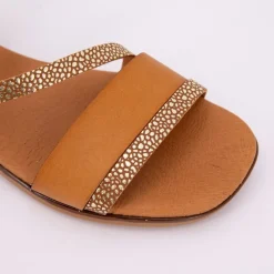 Hot Sandales à bride marron dorée fuji avellana Femme Femme Sandales