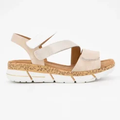 Hot Sandales à scratch bi color semelle stylisée Femme Femme Sandales