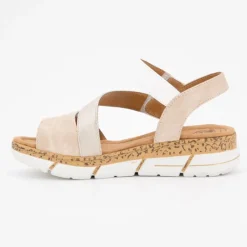 Hot Sandales à scratch bi color semelle stylisée Femme Femme Sandales