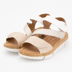 Hot Sandales à scratch bi color semelle stylisée Femme Femme Sandales