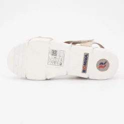 Hot Sandales à scratch bi color semelle stylisée Femme Femme Sandales