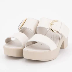 Sale Sandales à talons blanche en cuir tessa boucle dorée Femme Femme Sandales